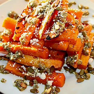 Roasted Butternut Squash with Pumpkin Seed-Sage Pesto and Ricotta Sala - Viva Oliva