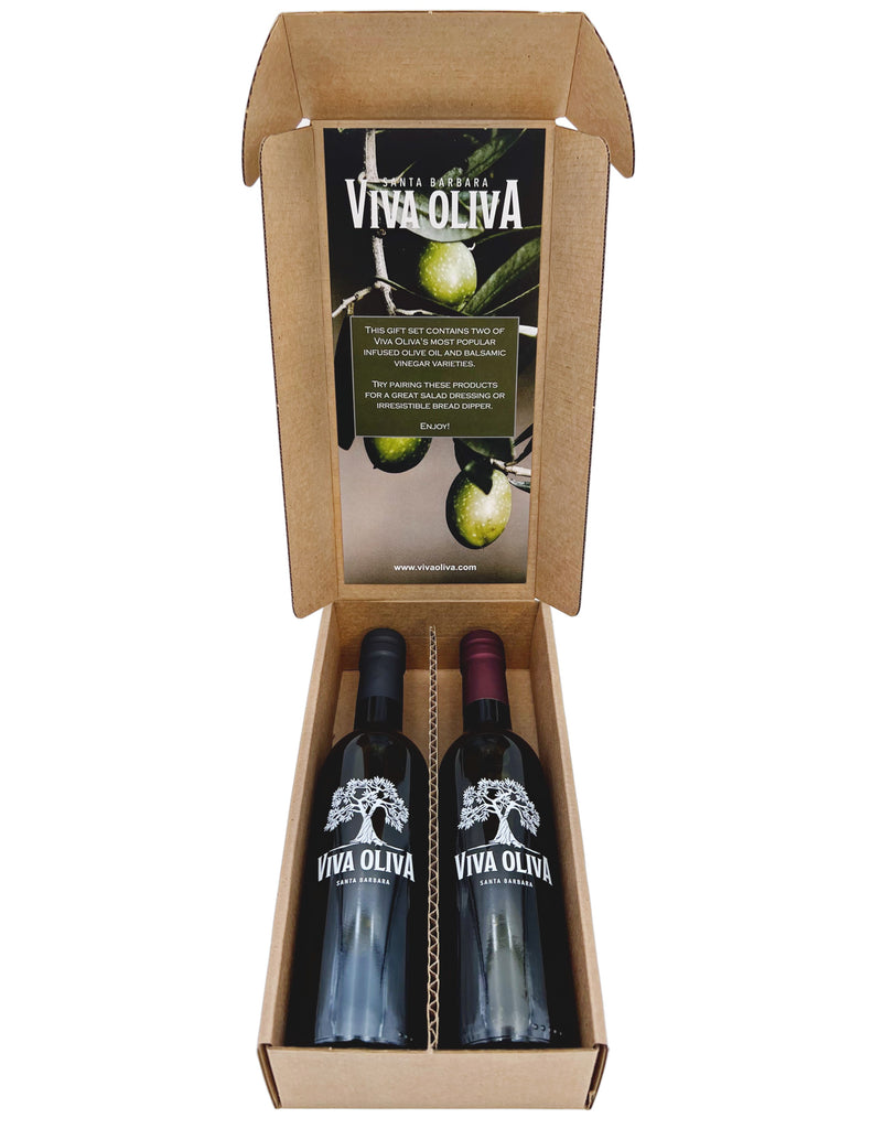 Two 375ml Gift Set - Basil Infused Olive Oil and Black Mission Fig Balsamic