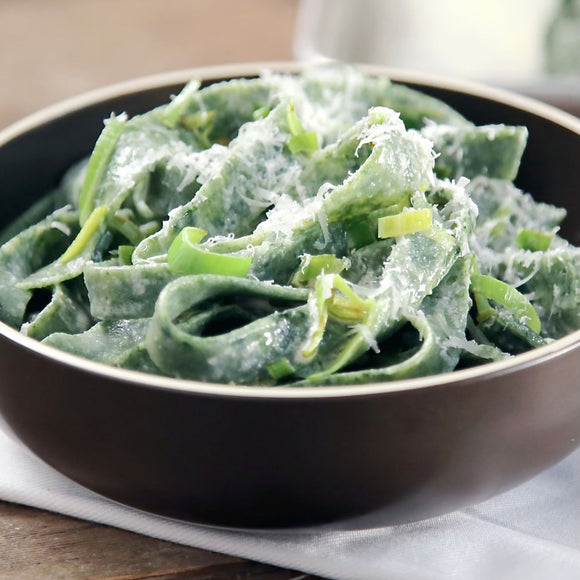 Arugula Pasta with Creamy Mushroom Alfredo
