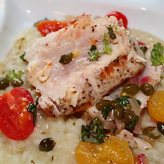 Seared Albacore with Cherry Tomato-Caper Compôte