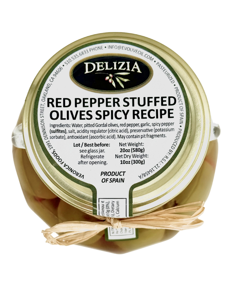 Delizia Red Pepper Stuffed Olives (Spicy Recipe)
