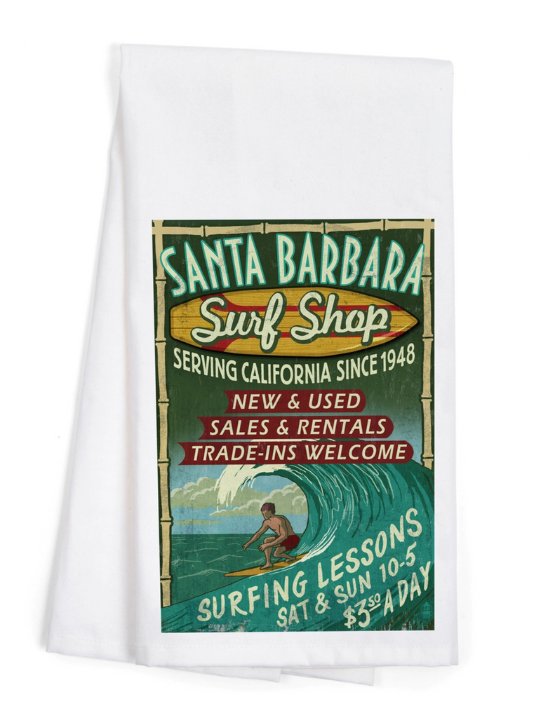 Organic Cotton Santa Barbara Tea Towel: Surf Shop