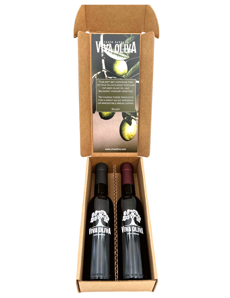 Two 200ml Gift Set - Basil Infused Olive Oil and Black Mission Fig Balsamic