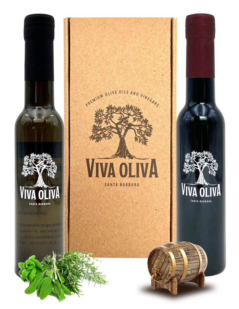 Two 200ml Gift Set - Tuscan Herb Infused Olive Oil and 18 Year Traditional Balsamic