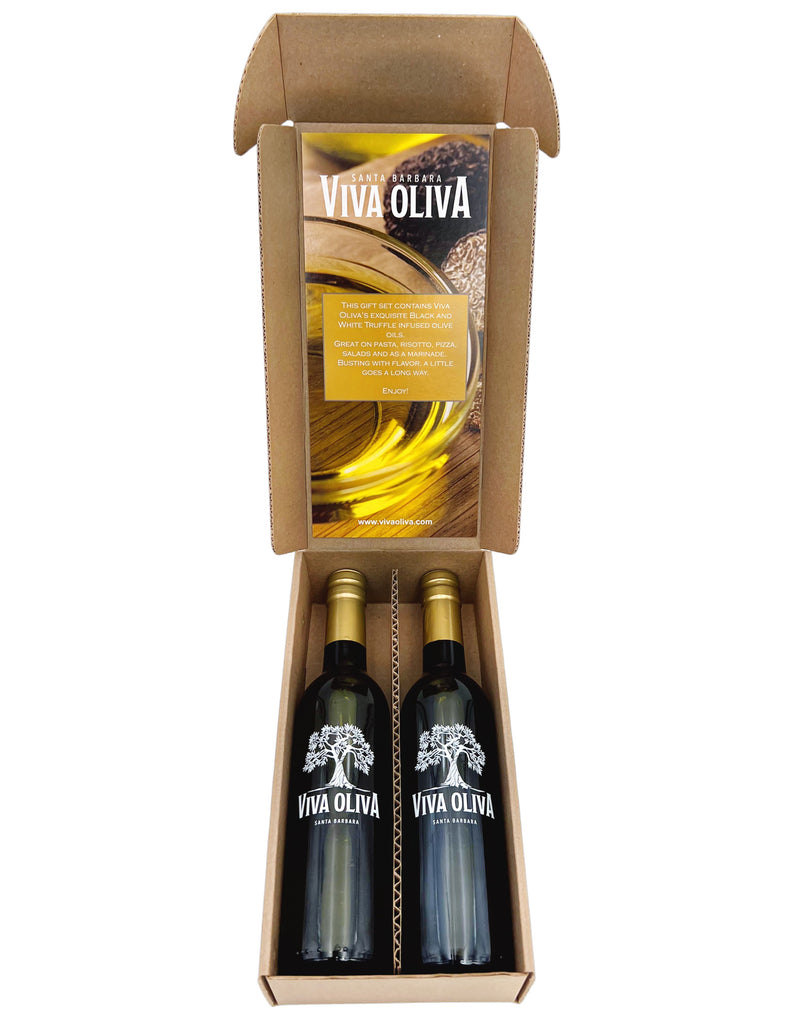 Two 375ml Gift Set - White and Black Truffle Infused Olive Oil