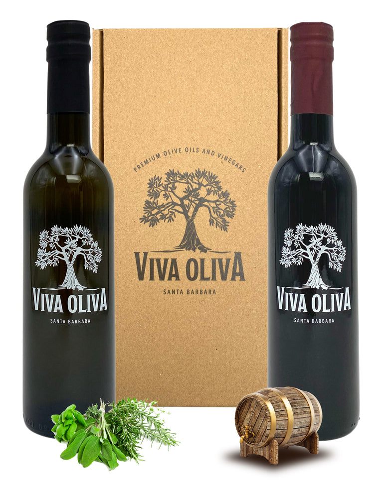 Two 375ml Gift Set - Tuscan Herb Infused Olive Oil and 18 Year Traditional Balsamic
