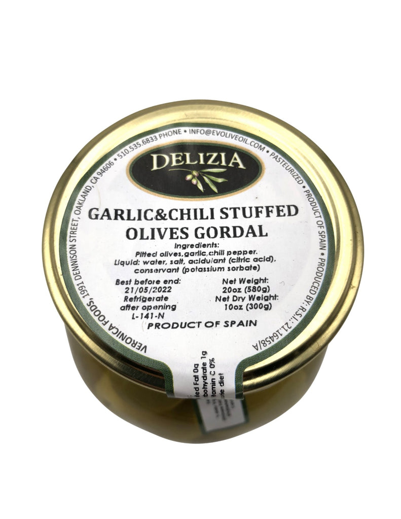 Delizia Garlic & Red Chili Stuffed Gordal Olives