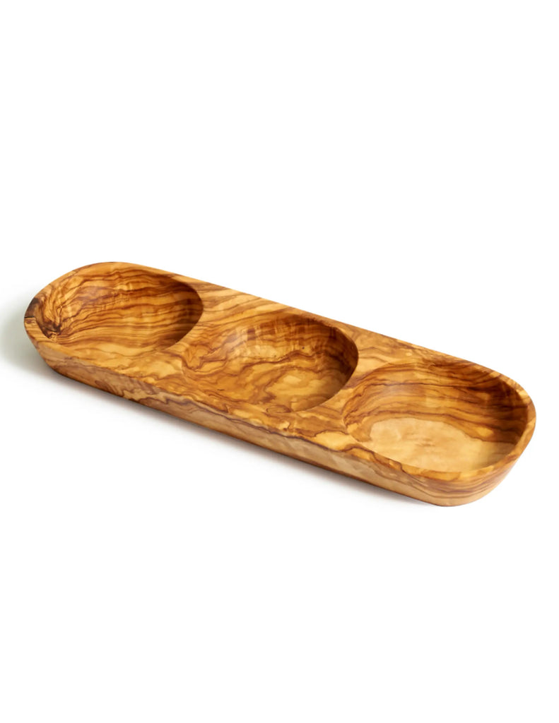 Olive Wood Three Section Tray