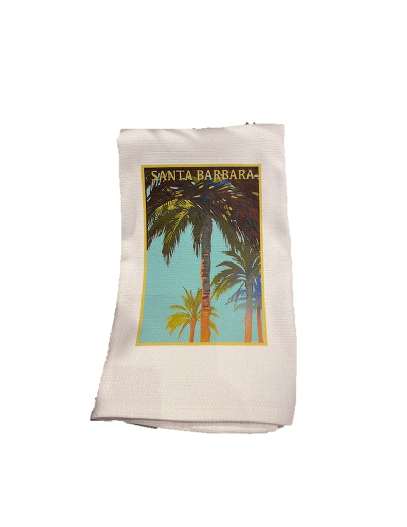 Pacific Swell Designs Tea Towels - Santa Barbara Yellow Border Palm Trees