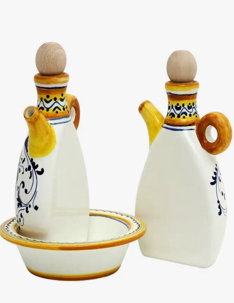 Artistica - Deruta of Italy Ceramics -'The Better Half' Oil and Vinegar set with tray
